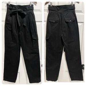 Aritzia Wilfred Free Paperbag Ultra High Rise Pleated Cargo Tie Front Pants Sz 4